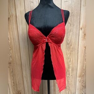 Via del Amore Vintage Sexy Red Lace Jeweled Lingerie- Size XL - NWOT